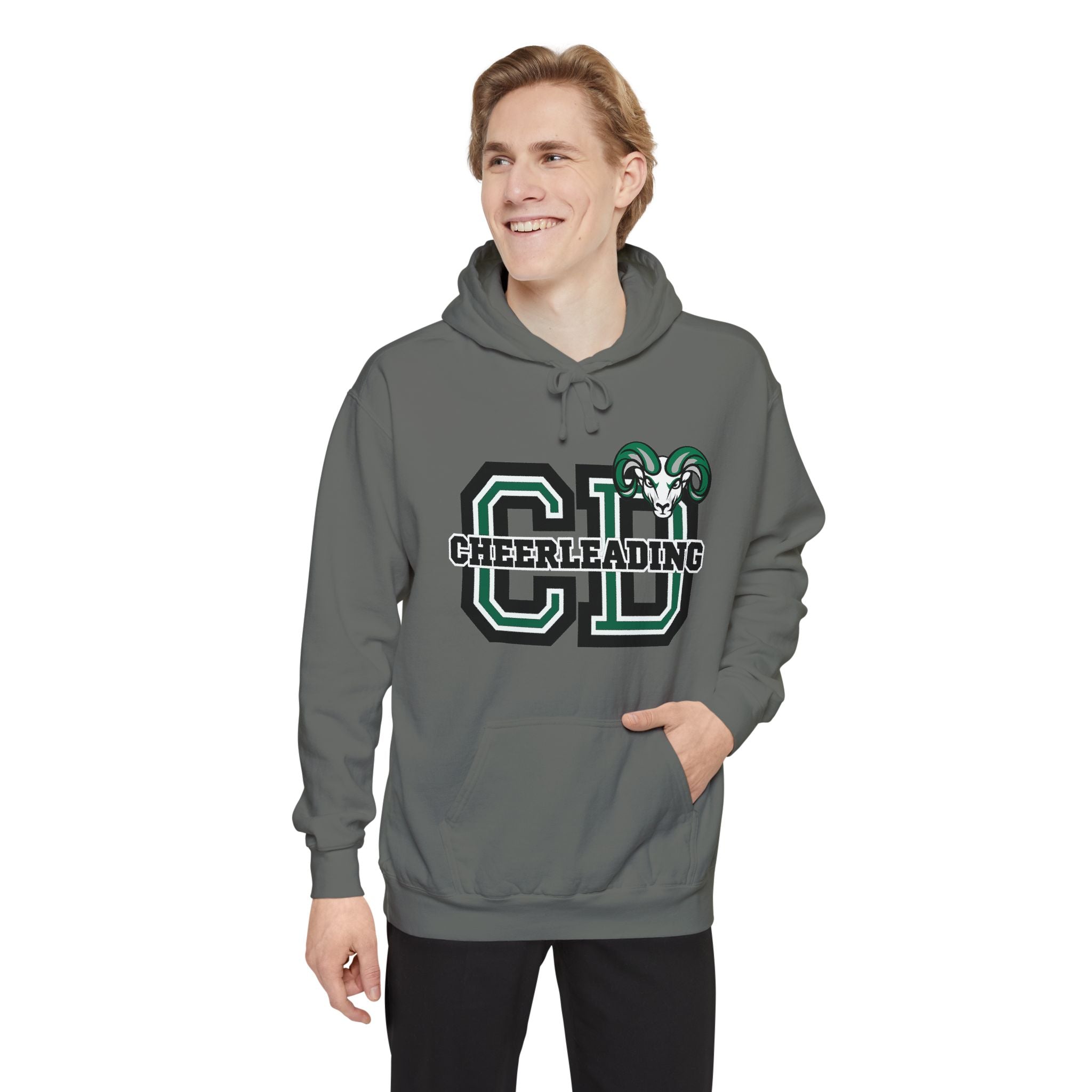 Copy of Cheerleading CD Varsity Hoodie – Retro Green Ram Mascot
