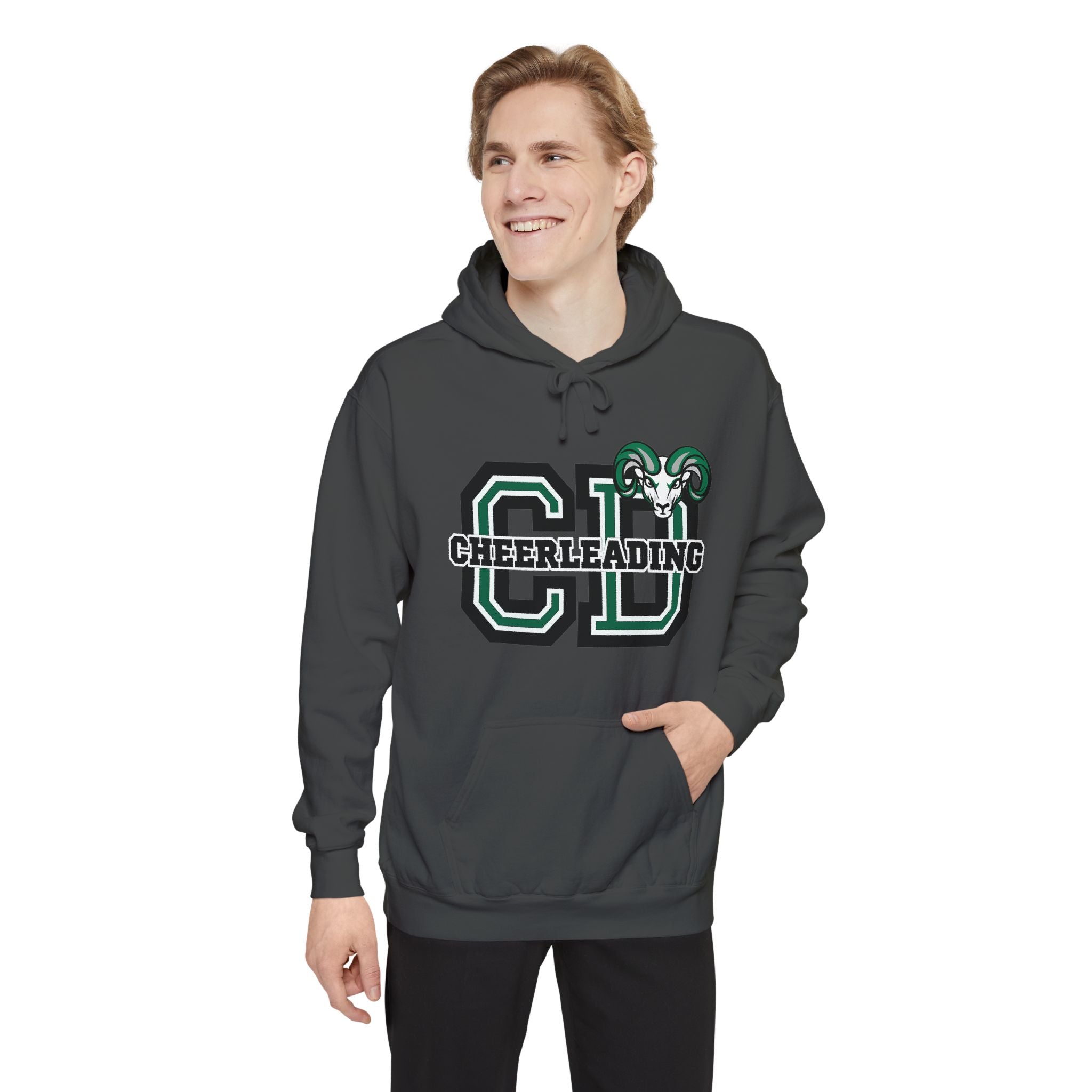 Copy of Cheerleading CD Varsity Hoodie – Retro Green Ram Mascot