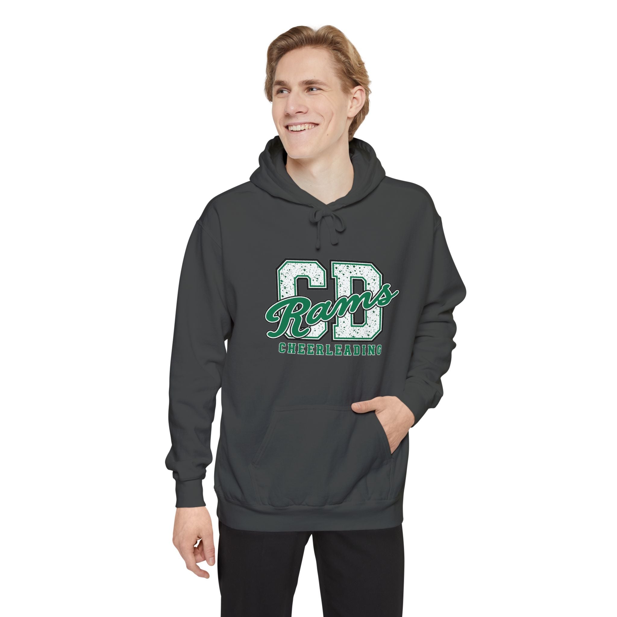 Copy of Cheerleading CD Varsity Hoodie – Retro Green Ram Mascot
