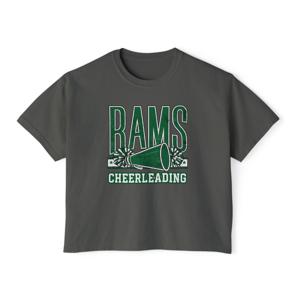 Rams Cheerleading Women's Boxy Tee — Vintage Megaphone Cheer Shirt