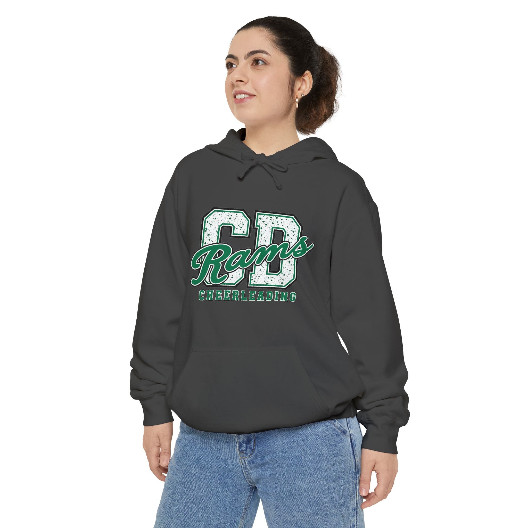 Copy of Cheerleading CD Varsity Hoodie – Retro Green Ram Mascot