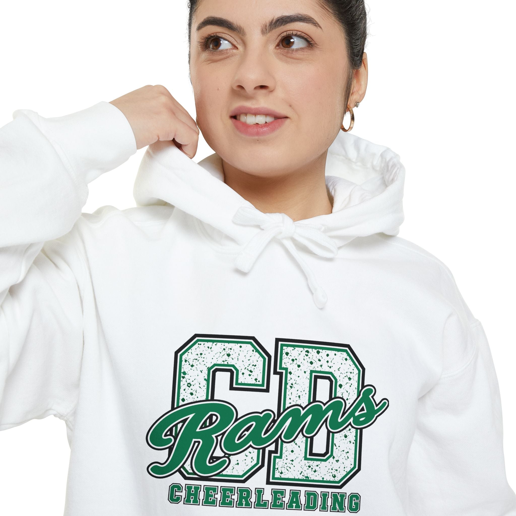 Copy of Cheerleading CD Varsity Hoodie – Retro Green Ram Mascot