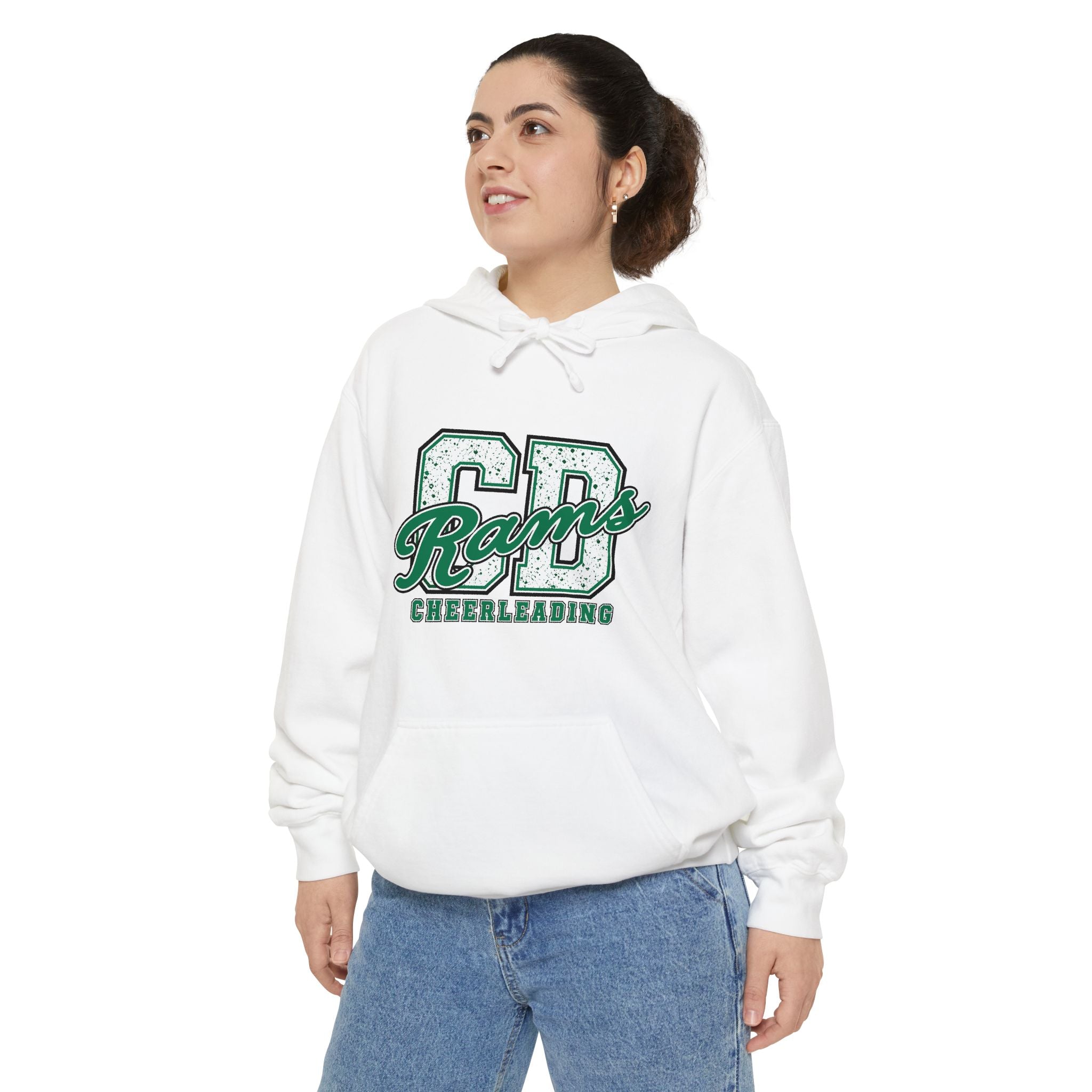 Copy of Cheerleading CD Varsity Hoodie – Retro Green Ram Mascot