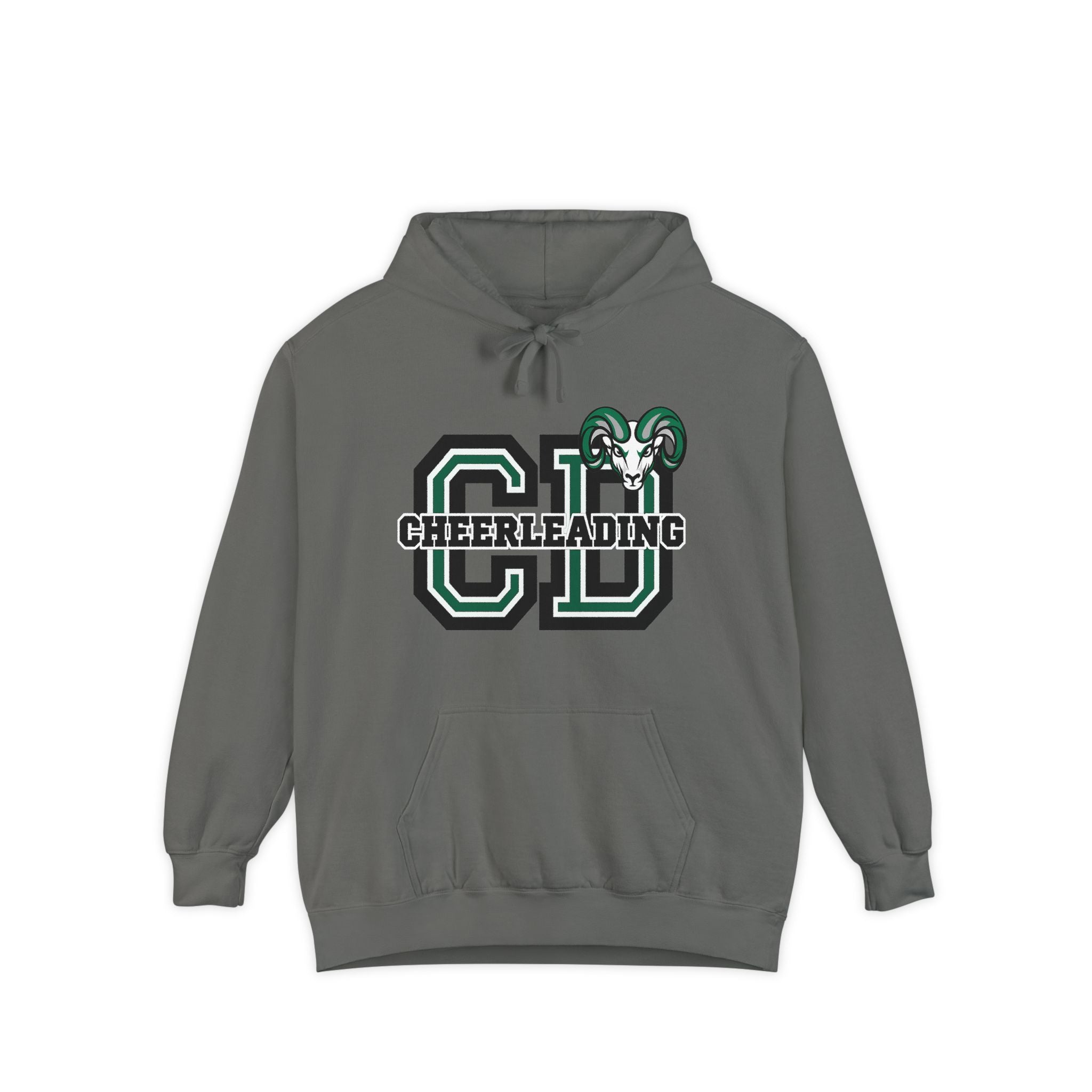 Copy of Cheerleading CD Varsity Hoodie – Retro Green Ram Mascot