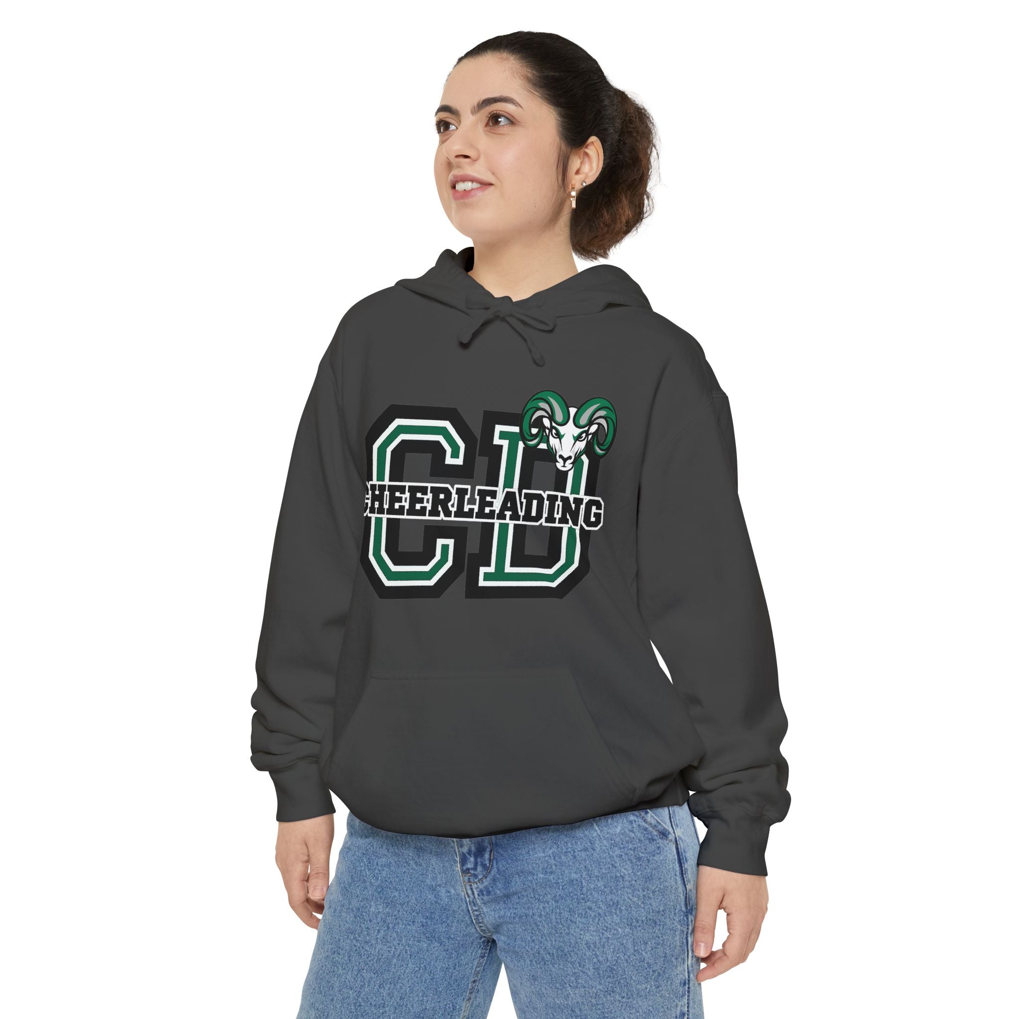 Copy of Cheerleading CD Varsity Hoodie – Retro Green Ram Mascot